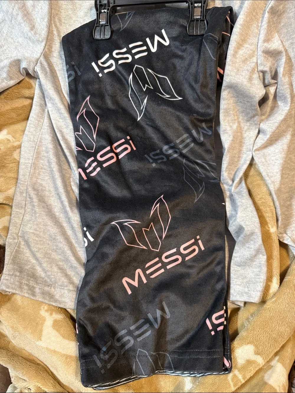 Kids' Gray and Pink Soccer Pajama Set - Messi Graphic